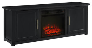 Camden 58" Low Profile TV Stand With Fireplace Black
