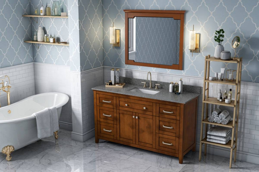 Chatham Traditional 60" Chocolate Single Sink Vanity, Boulder Cultured Marble Va