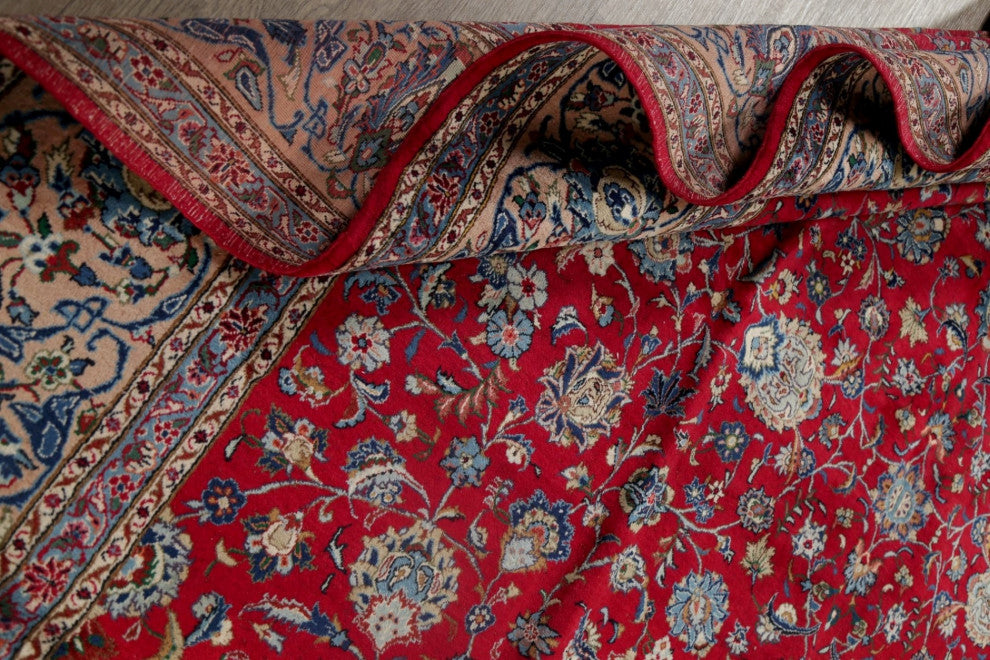 Consigned, Vintage-Style Oriental Handmade Persian Wool Area Rug, Red, 10x13