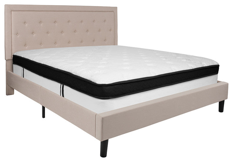 King Platform Bed Set-Beige