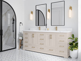 Boston 84" Double Sink Bath Vanity in Fine Grain 2" Viola Brown
