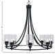 Paramount Uplight 8-Light Chandelier, Matte Black, 4" Clear Bubble Glass