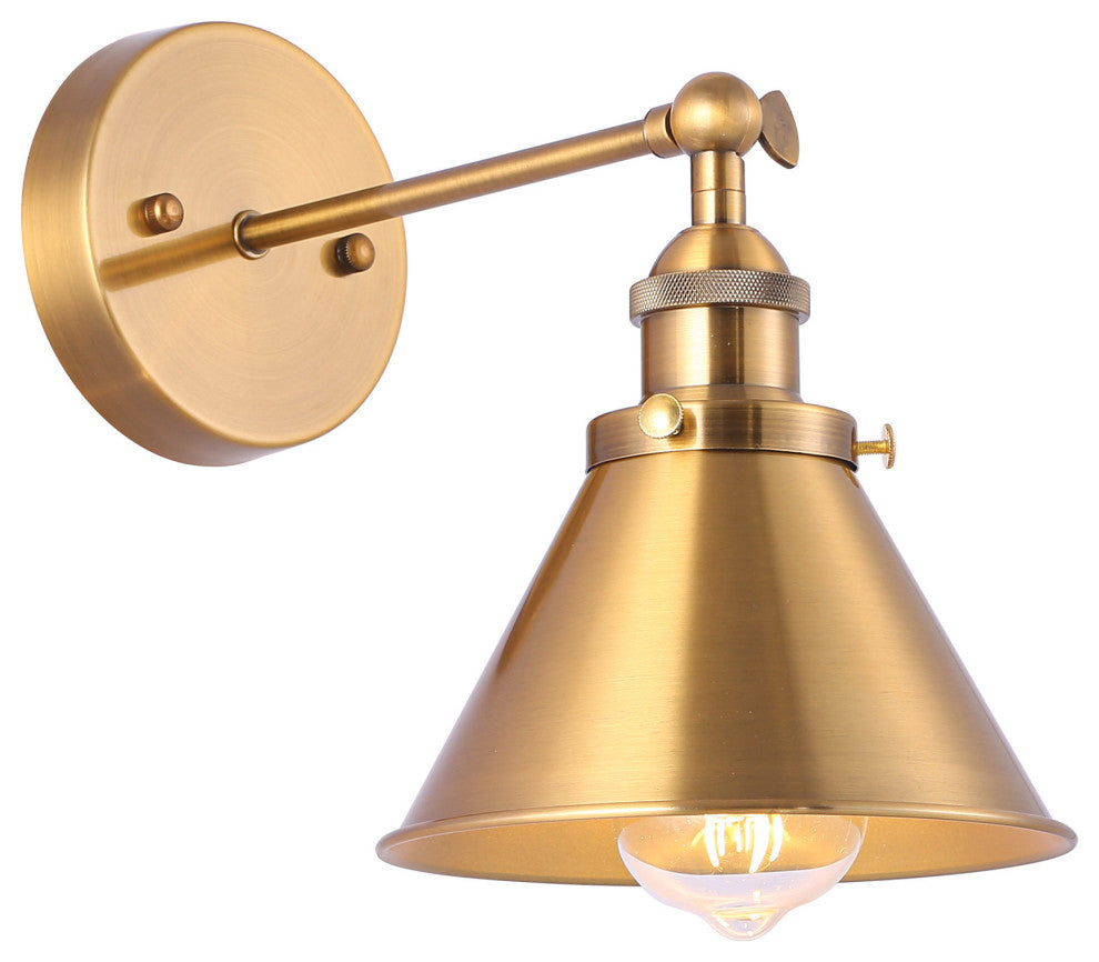 1-Light Industrial Wall Sconce With Cone Shade Metal