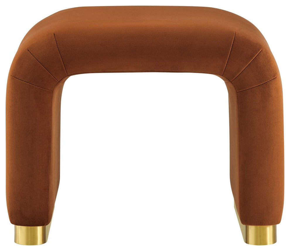 Koda Performance Velvet Waterfall Stool - Brass Rust