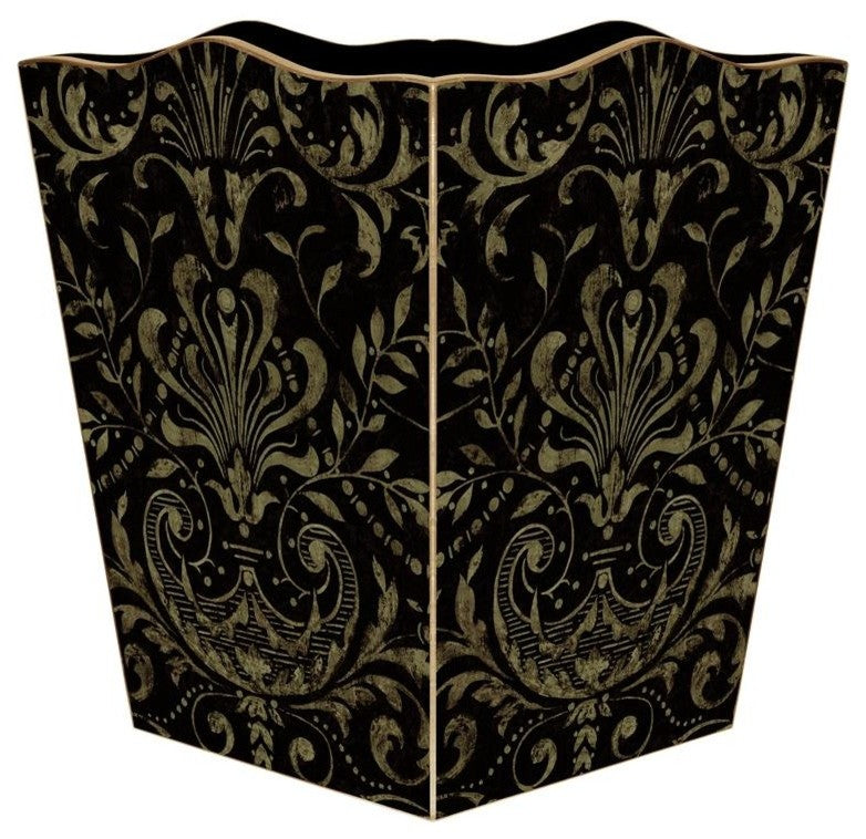 Black Damask Wastepaper Basket