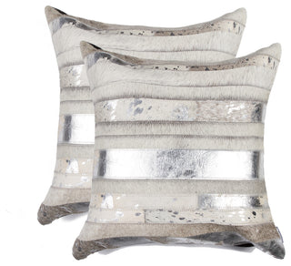 Torino Madrid Pillows, Set of 2, Silver/Gray, 18"x18"