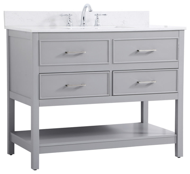Skylar 42" Single Bathroom Vanity, Gray, With Backsplash