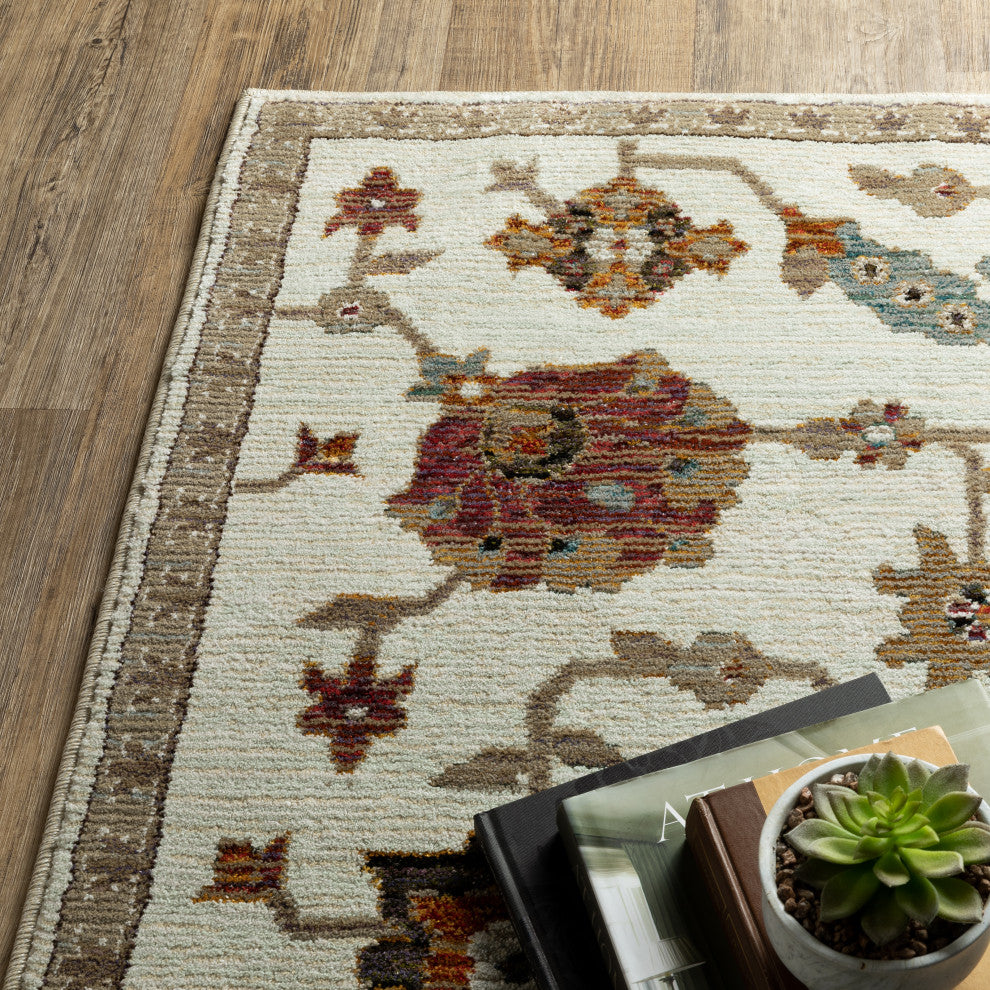 Adeline Persian Inspired Ivory/ Multi Area Rug 8'6" x 11'7"
