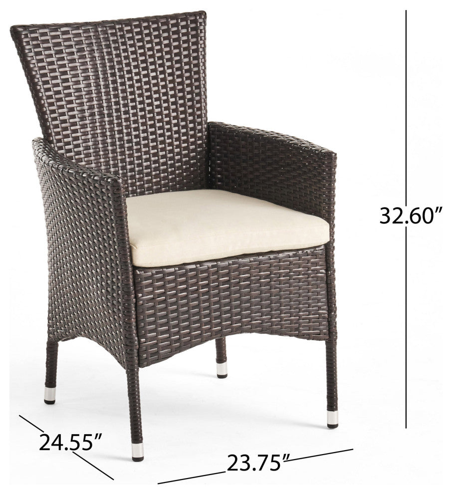GDF Studio 7-Piece Matthew Outdoor Dining Set With Acacia Table and Cushions