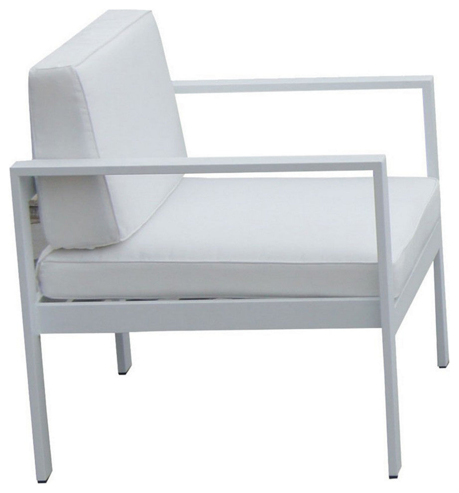 Benzara BM287851 Piece Outdoor Sofa, Chairs, /Table Set, Crisp White Aluminum