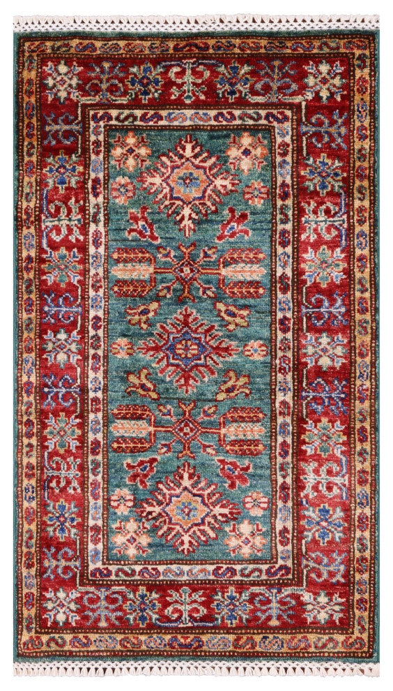 1' 10" X 3' 1" Super Kazak Handmade Wool Rug - Q12983