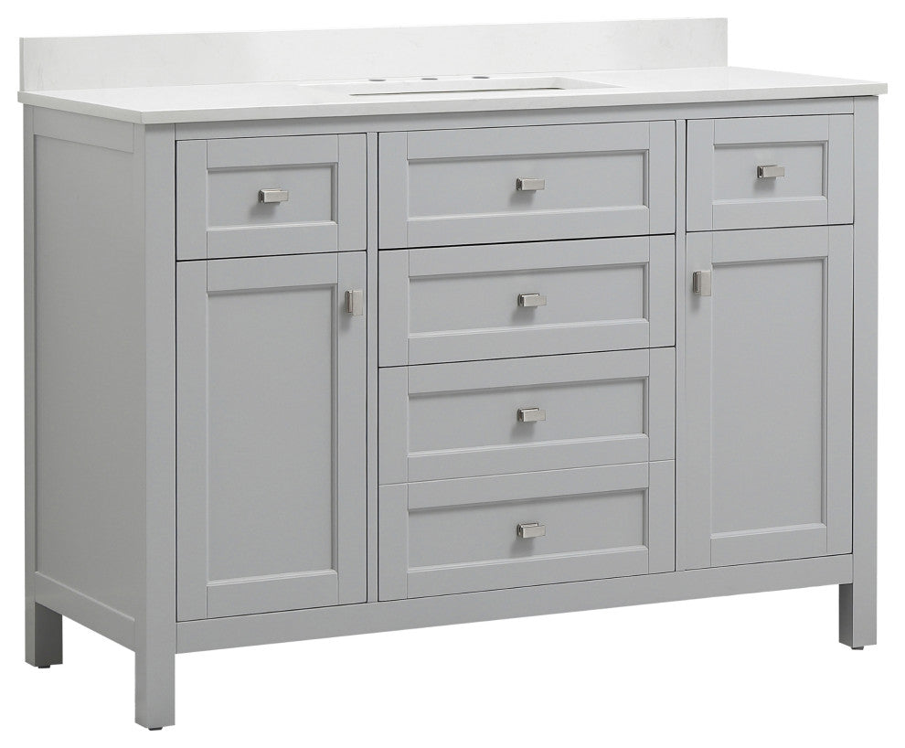 Cahaba Juniper 48"x21" Vanity, Dove Gray, Cultured Marble Top, Ceramic Basin