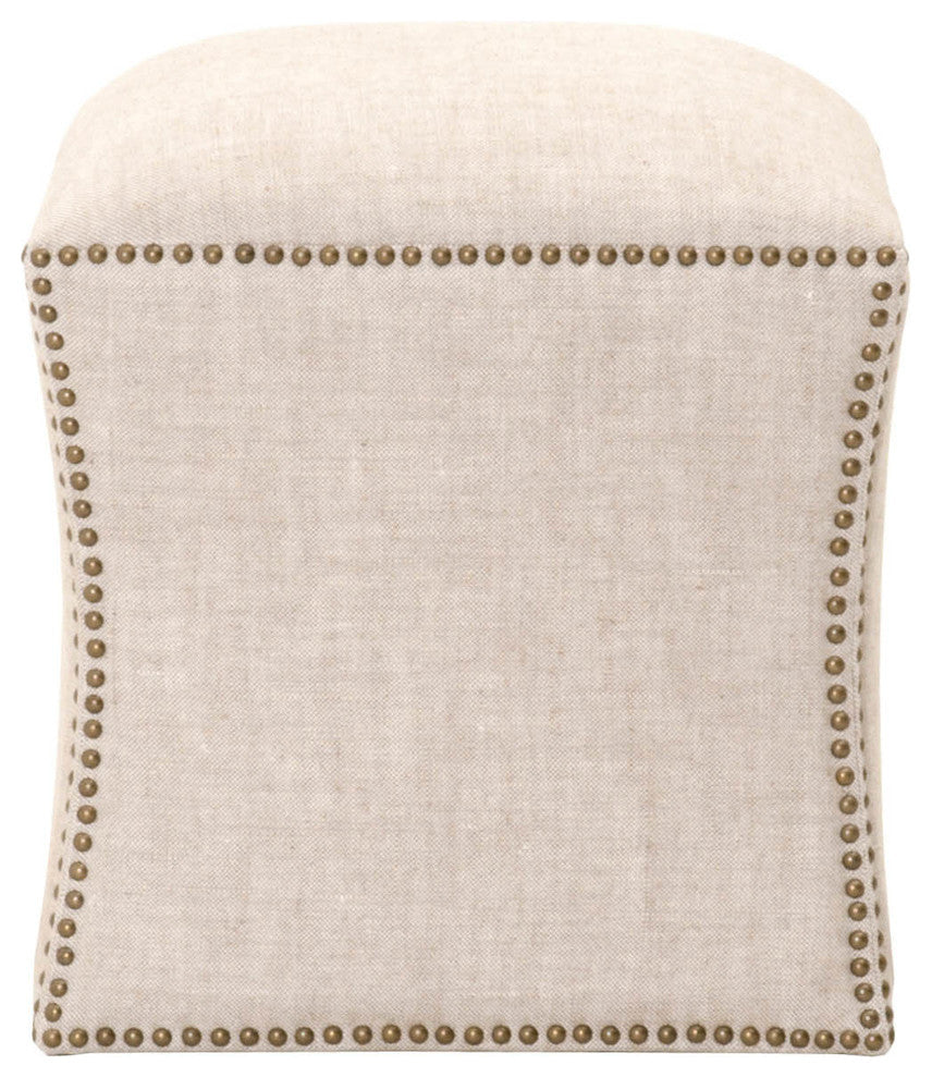 Benzara BM174252 Fully Upholstered Ottoman, Bisque Cream