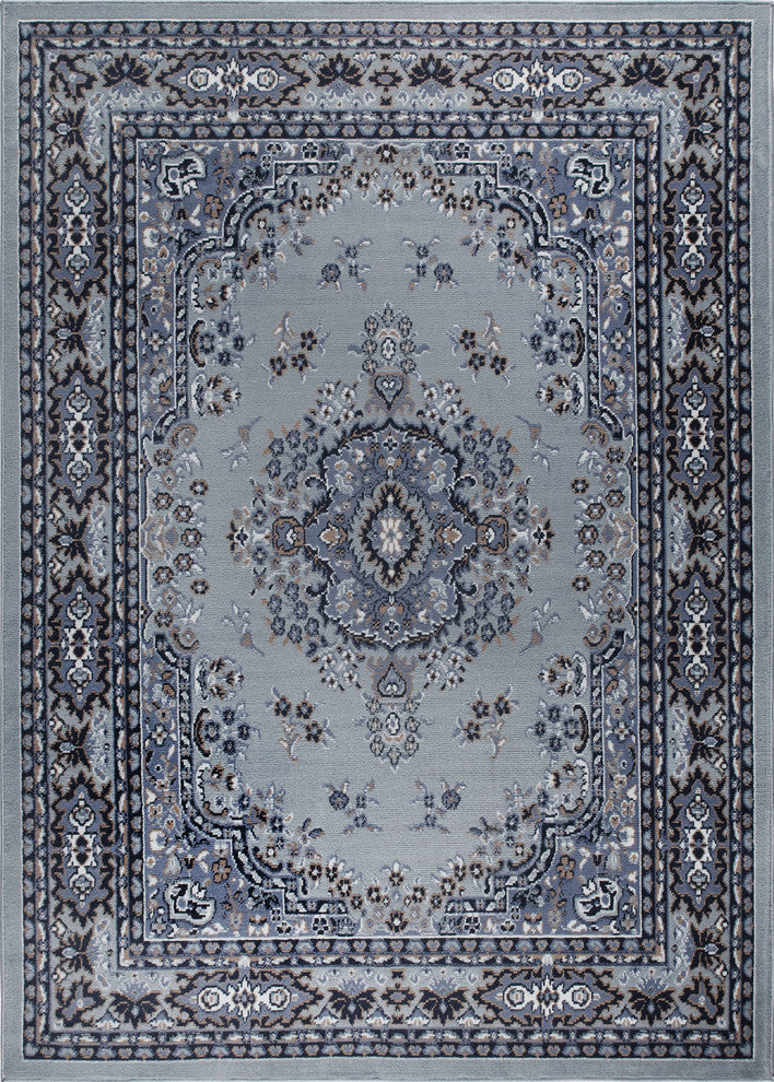 Home Dynamix Premium Sakarya Area Rug 21"x35", Border Silver