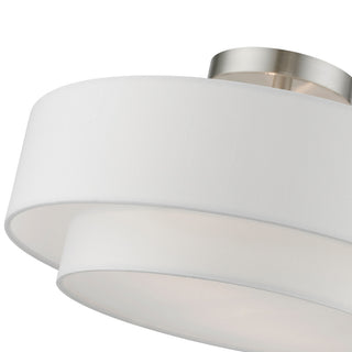 Meridian 2 Light Brushed Nickel Semi-Flush With Off-White Shade