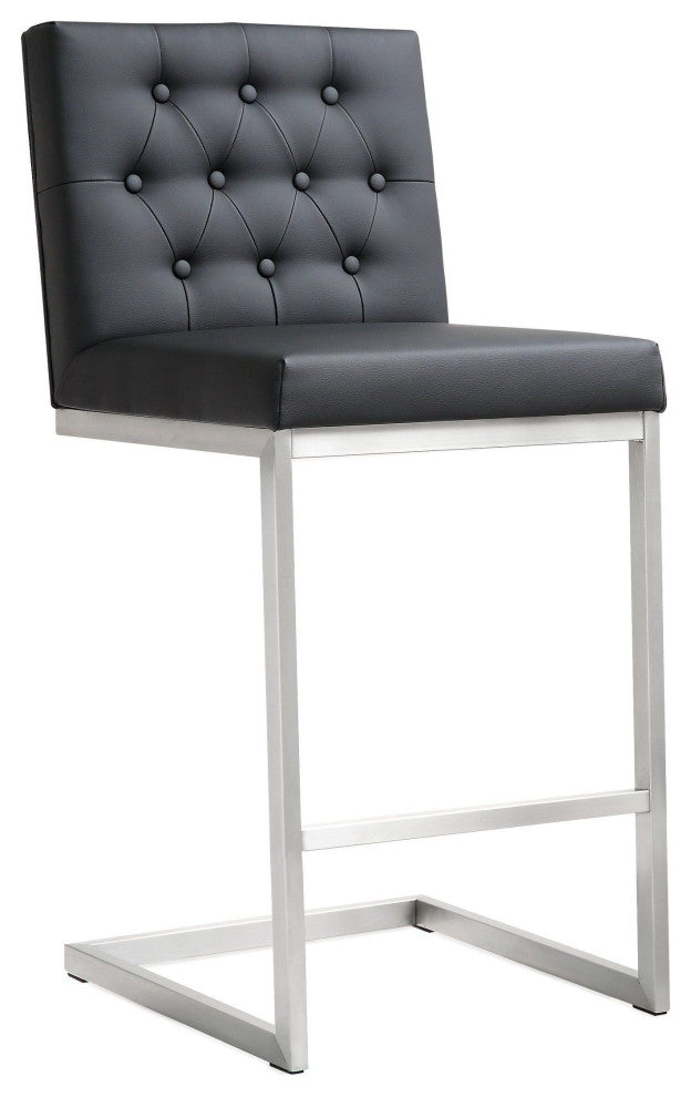 Helsinki Black Stainless Steel Counter Stool - Set of 2 - Black