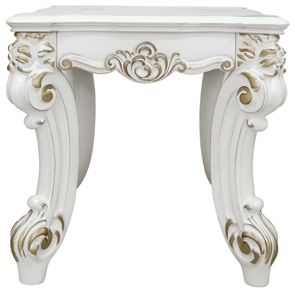 Square End Table, Antique Pearl