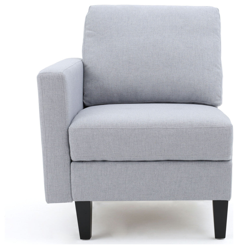 GDF Studio Carolina Fabric Sectional Couch With Storage Ottoman, Light Gray