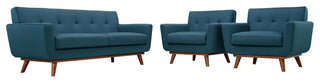 Modern Azure Engage Armchairs and Loveseat, 3-Piece Set