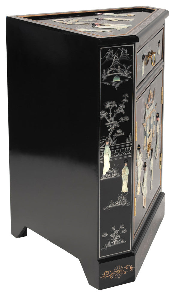 Black Lacquer Corner Cabinet Royal Ladies