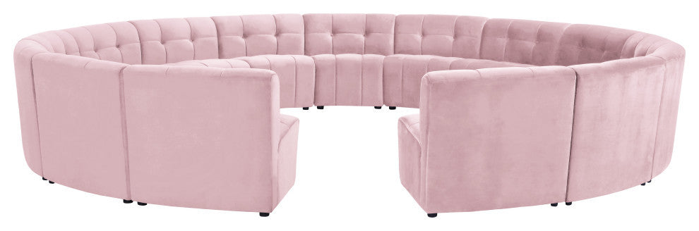 Limitless Velvet Upholstered 15-Piece Modular Sectional, Pink