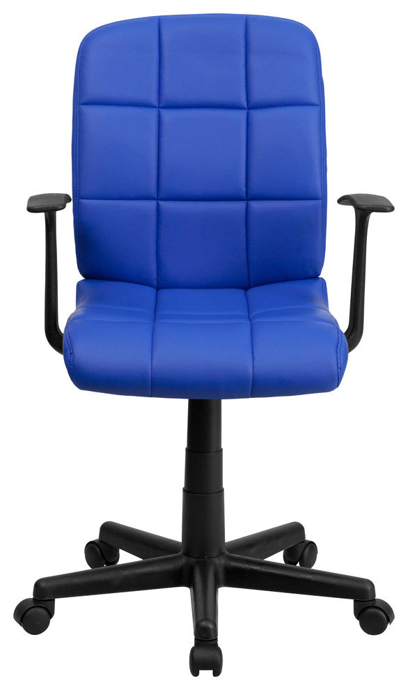 Flash Furniture Mid Back Quilted Office Swivel Chair with Arms in Blue