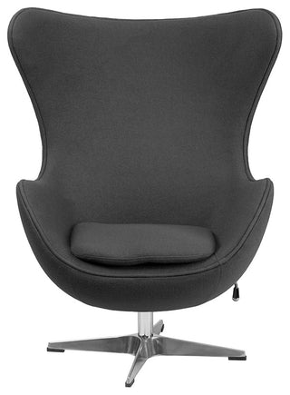 Gray Wool Fabric Egg Chair With Tilt-Lock Mechanism