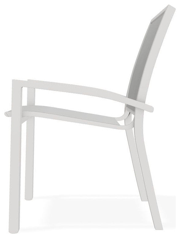 Kendall Sling Stackable Outdoor Dining Chair, Alloy/Snow