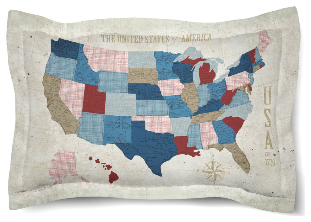 Laural Home Modern Vintage Map Duvet Sham