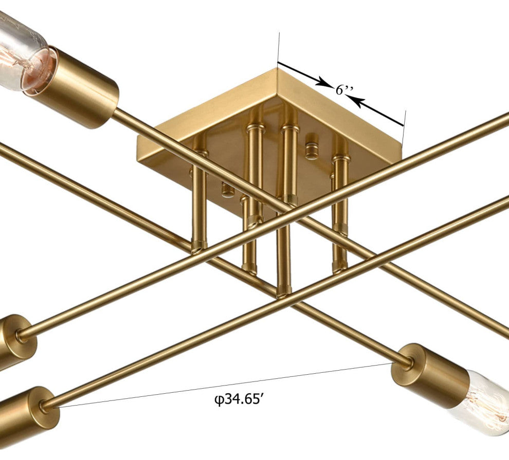 Modern 8-light Metal Gold Ceiling Light Fixture for Living Room