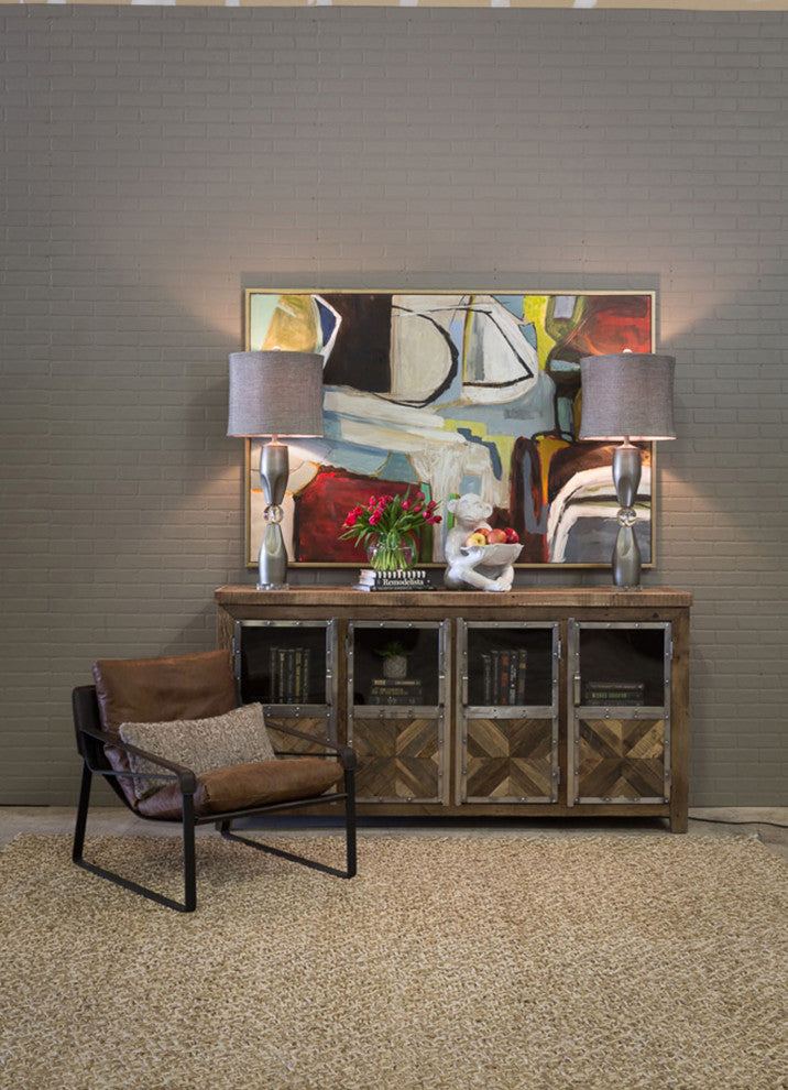 Ayers Sideboard Reclaimed Railroad Tie Wood With Clear Glass And Chrome Finish