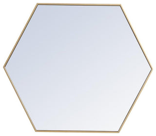 Elegant Decor Eternity 35" x 41" Hexagonal Metal Frame Mirror in Brass