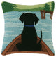 Canoeing Black Lab Hook Pillow