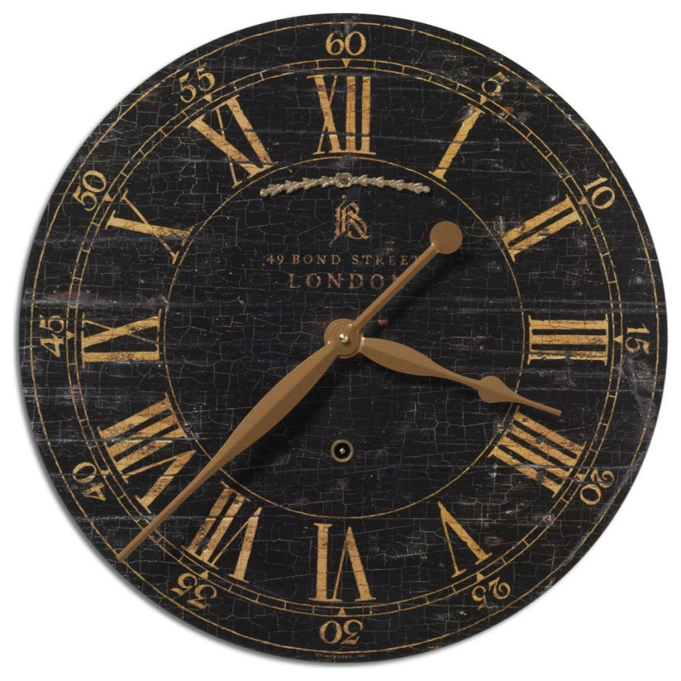 Uttermost Bond Street 18" Black Wall Clock