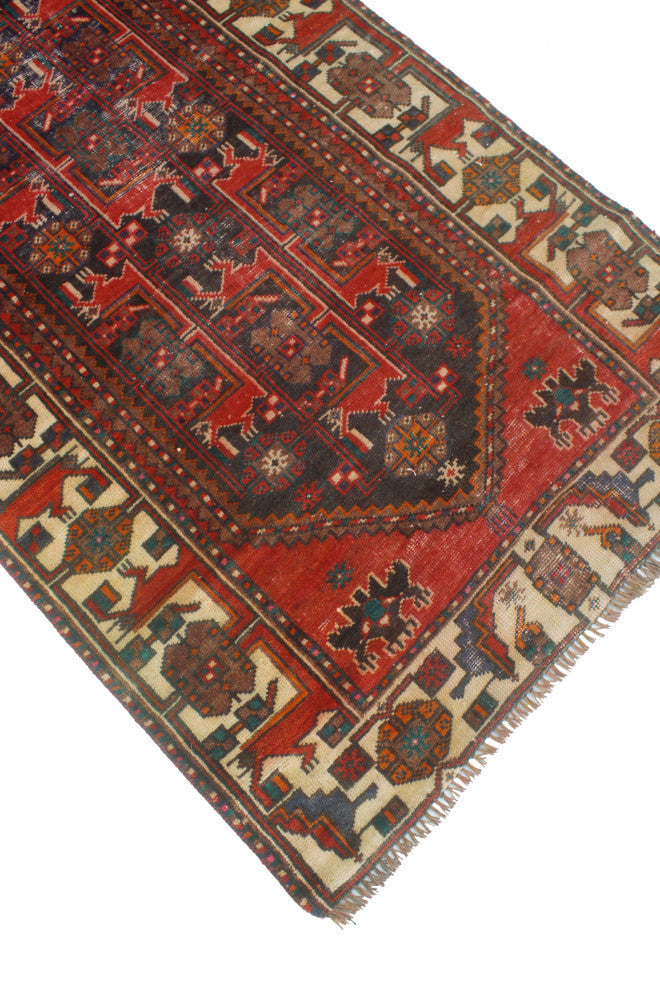 Fine Vintage Distressed Jaryl Navy/Beige Runner, 3'3x9'6