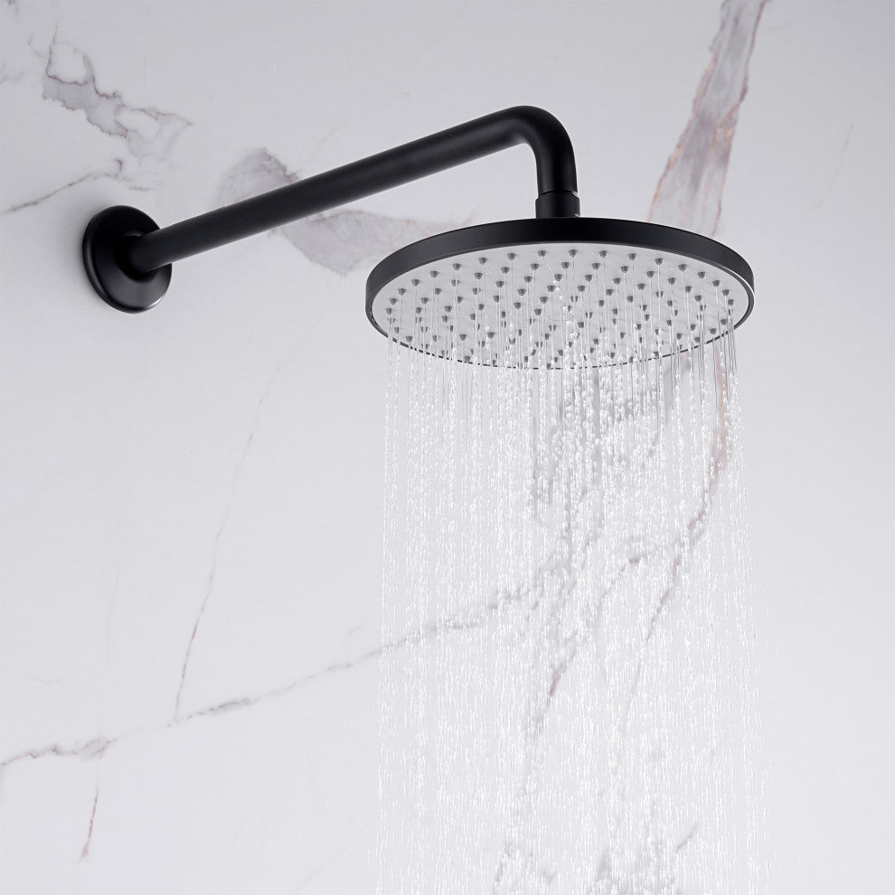 Luxier SS-C01-T-V Rainfall Shower Faucet With Valve and Spout, Matte Black