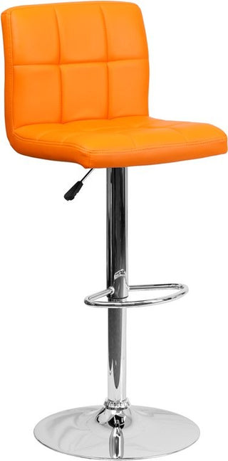 Estella Mid-Back Orange Quilted Vinyl Swivel Adjustable Bar/Counter Stool