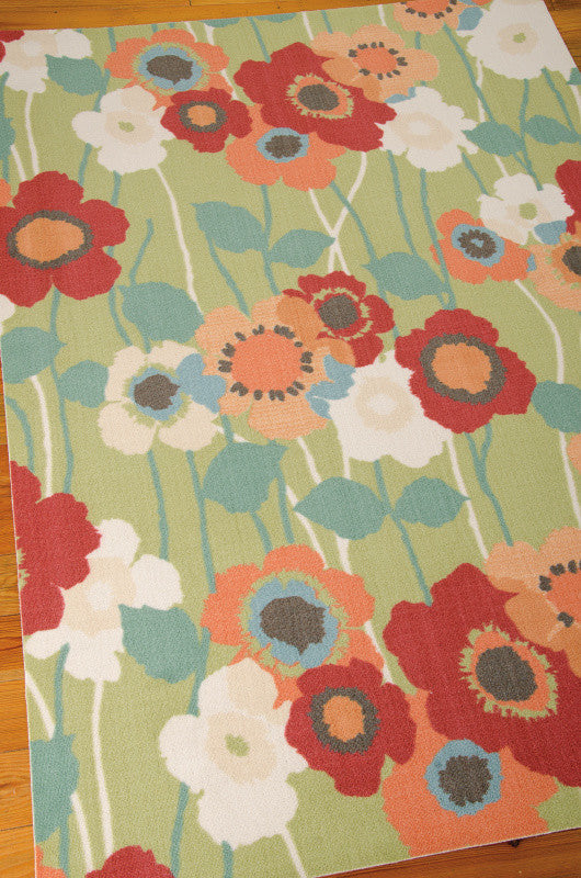 Waverly Sun and Shade "Pic-A-Poppy" Seaglass Indoor/Outdoor Area Rug by Nourison