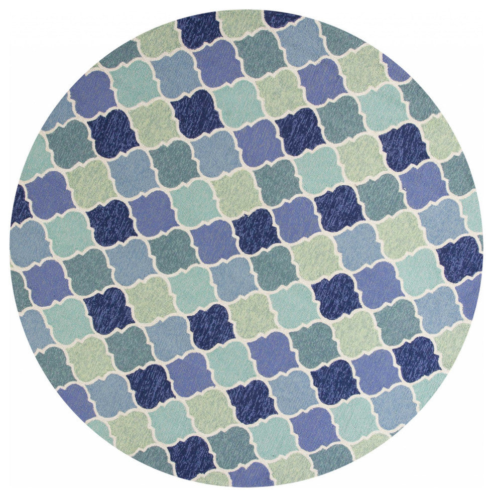HomeRoots 7' Round UV treated Polypropylene Blue Area Rug