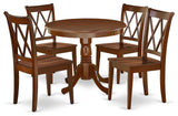 Ancl5-Mah-W 5Pc Round 0 Table And 4 Double X Back Chairs