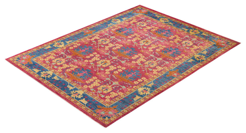 Arts and Crafts, One-of-a-Kind Hand-Knotted Area Rug Purple, 10'0"x13'7"