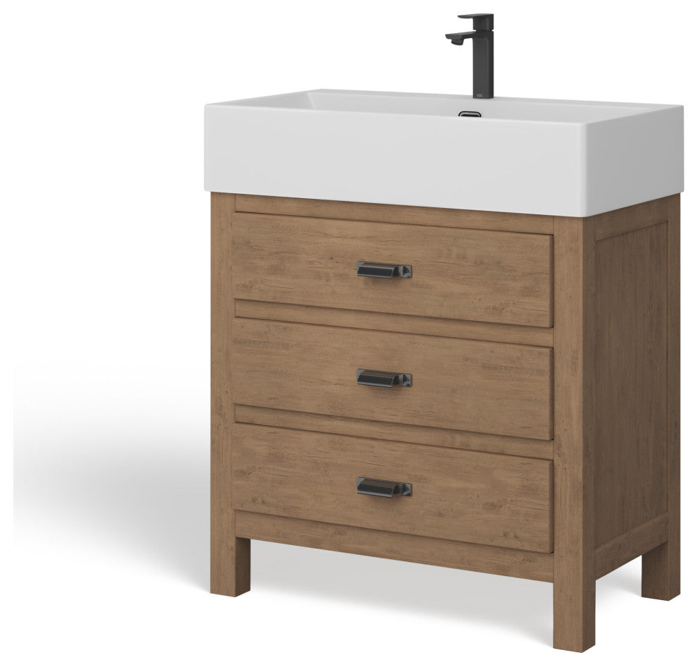 Berkshire Bathroom Vanity, Reclaimed Fir, 30", Single Sink, Freestanding