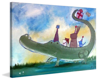 "Alligator Birthday" Painting Print on Wrapped Canvas