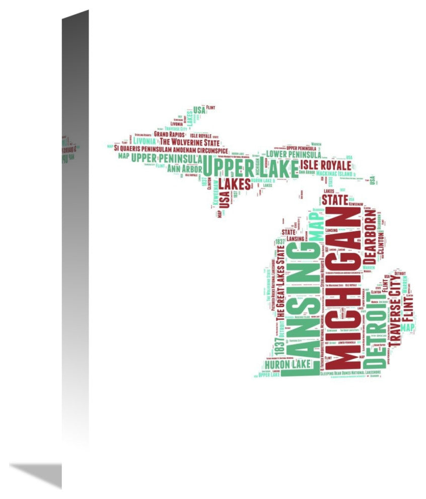 "Michigan Word Cloud Map" Fine Art Print