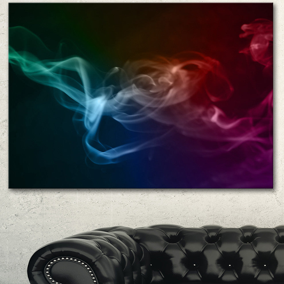 Abstract Fractal Smoke Waves, Large Abstract Canvas Wall Art, 40"x30"
