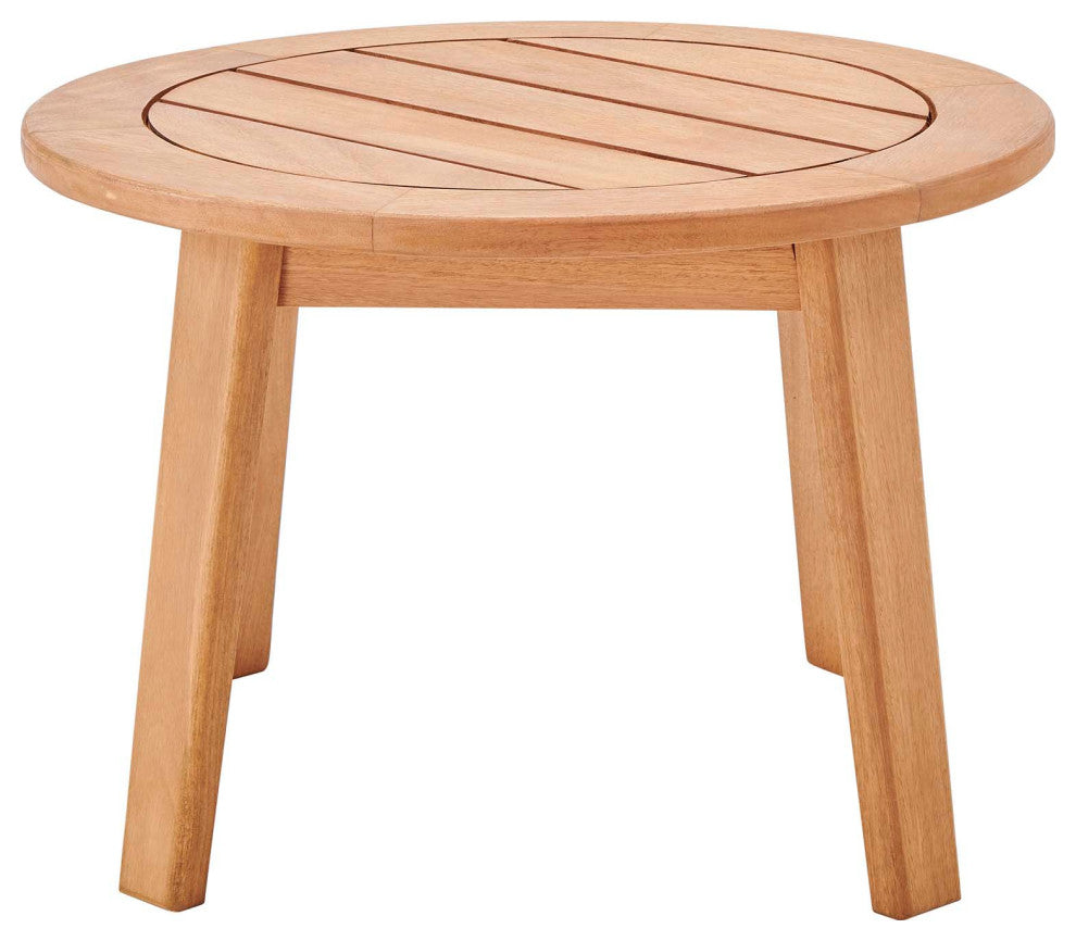 Lounge Side Table, Round, Wood, Brown Natural, Modern, Outdoor Patio Cafe Bistro