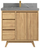 Madison Teak 36 Center Sink Bath Vanity in Light Natural 2" Piatra Gray
