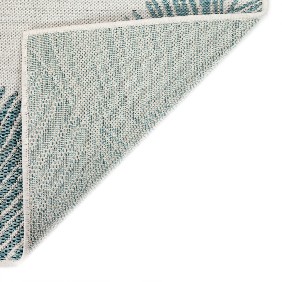 Carmel Palm Indoor/Outdoor Rug, Aqua, 1'11"x4'11" Runner