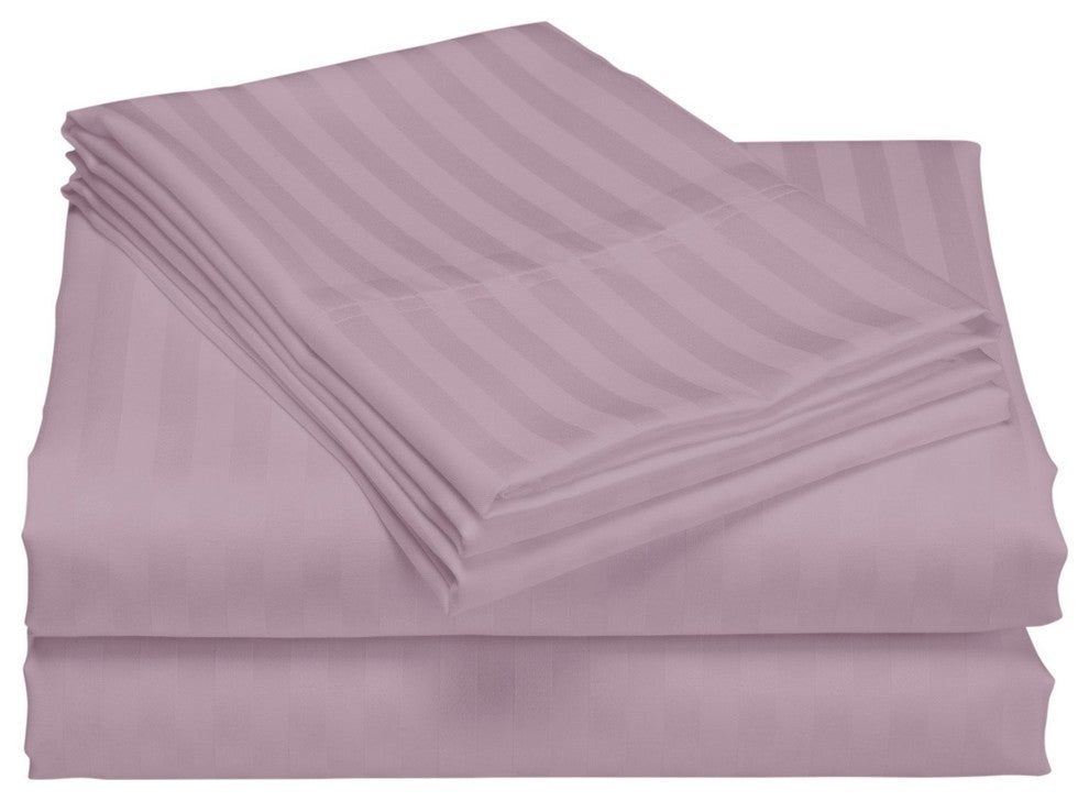 600 Thread Count 100% Cotton Stripe Sheet Set, Purple, Queen