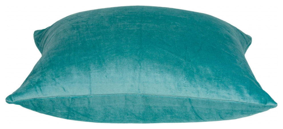 HomeRoots 22" x 0.5" x 22" Transitional Aqua Solid Pillow Cover